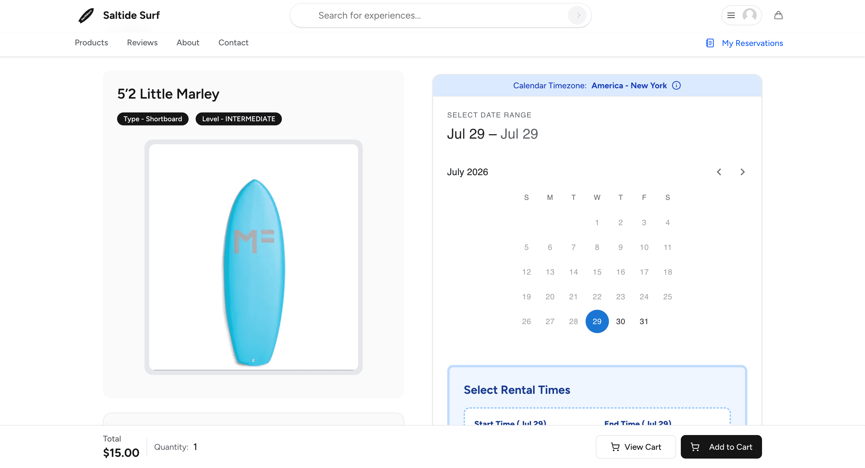 Branded shop booking page with live calendar